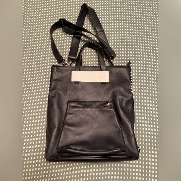 Krost Black faux Leather satchel Bag